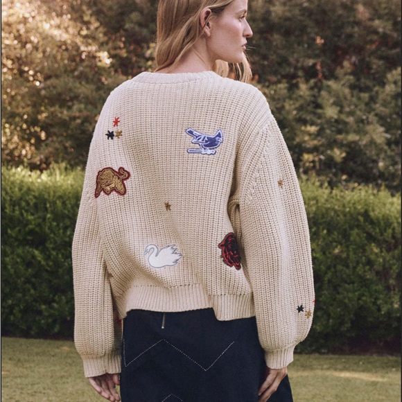 The Great. Collegiate Cardigan Sweater in Natural. Size 1. - Picture 3 of 9